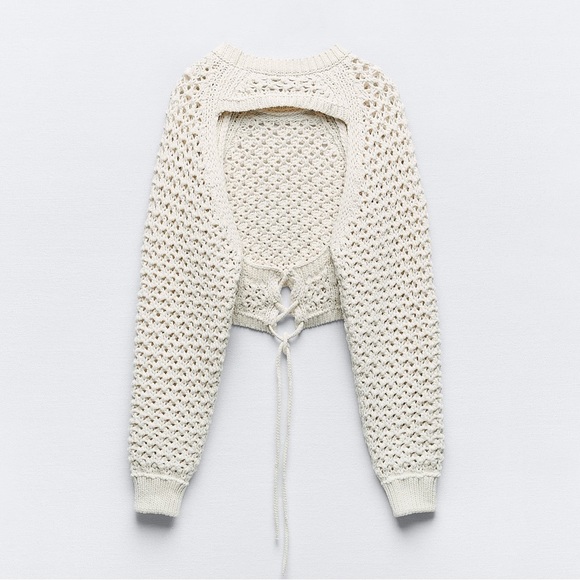 ZARA LIMITED EDITION OPENBACK KNIT CROP TOP SWEATER CARDIGAN - Picture 4 of 7
